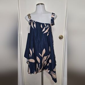 #2693 Camisa Navy and Beige Asymmetrical Dress